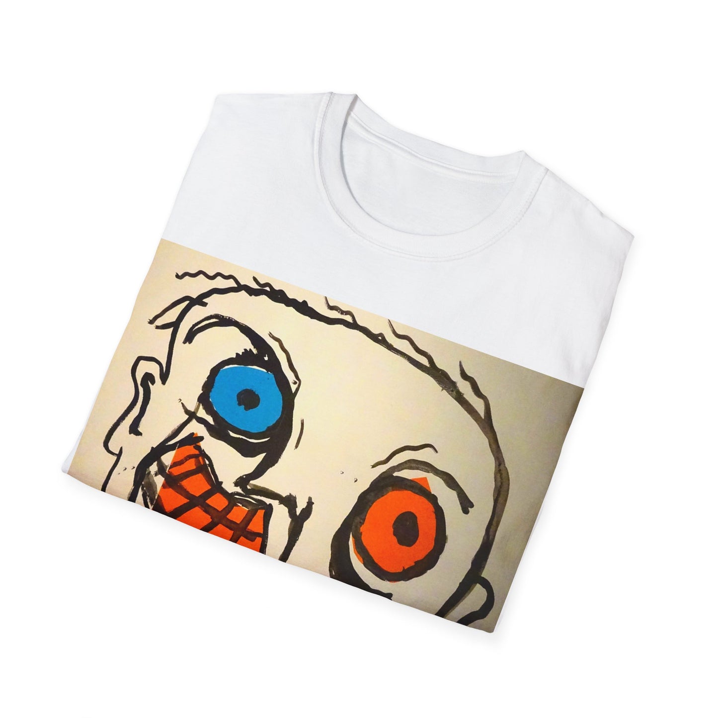 Man with Blue & Orange Eyes - Unisex Softstyle T-Shirt