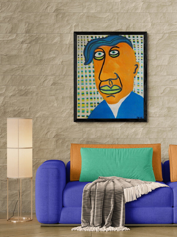 Man With Blue Hair & Coat - Original Acrylic on Canvas Painting - 80 x 100 cm