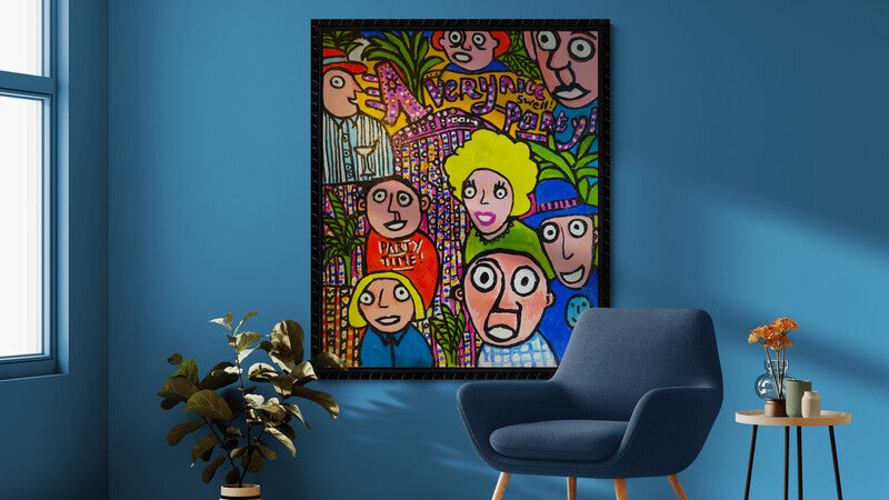A VERY NICE SWELL!! PARTY - Original acrylic on canvas, 90 x 110 cm