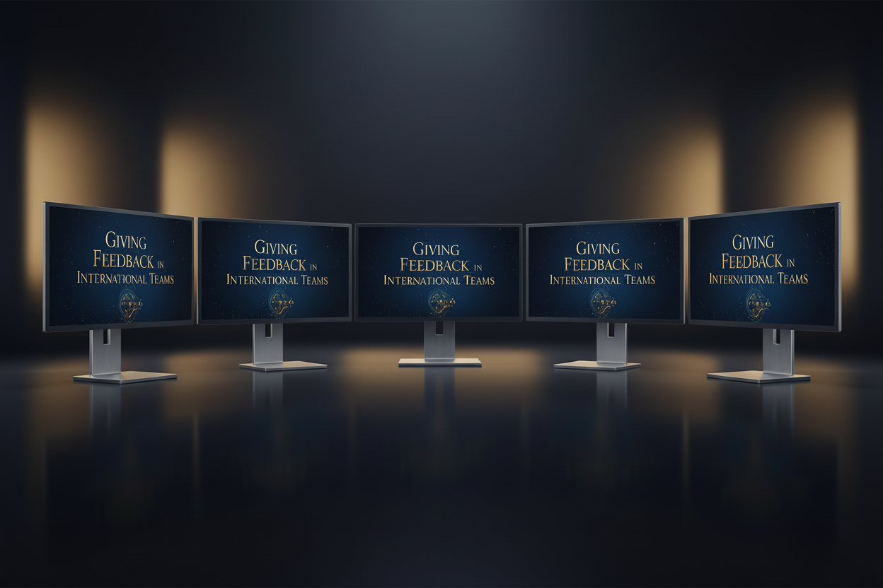 Bank of screens displaying Giving Feedback in International Teams course