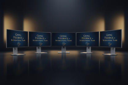 Bank of screens displaying Giving Feedback in International Teams course