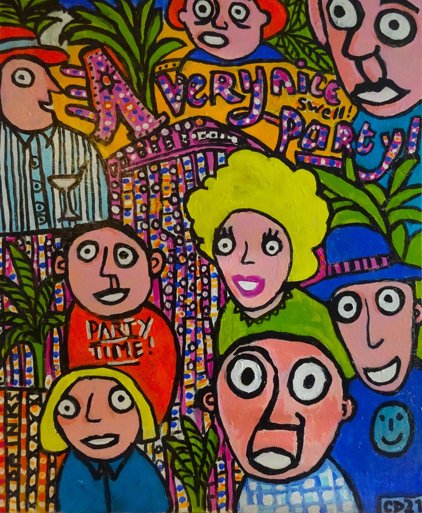 A VERY NICE SWELL!! PARTY - Original acrylic on canvas, 90 x 110 cm