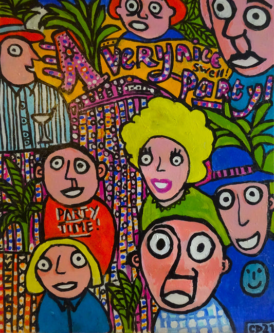 A VERY NICE SWELL!! PARTY - Original acrylic on canvas, 90 x 110 cm